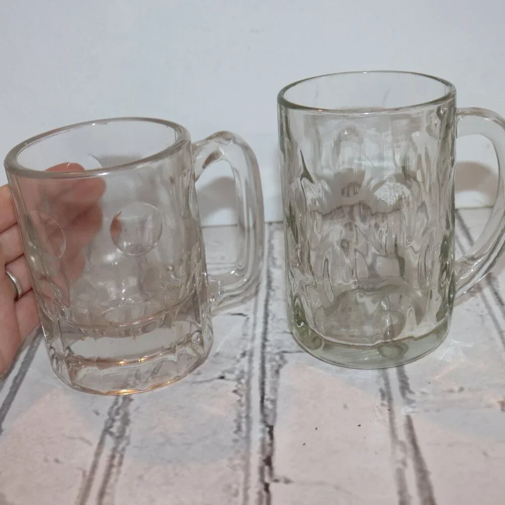 🍺 Vintage Glass Beer Mugs · Set of 2 · 4.5